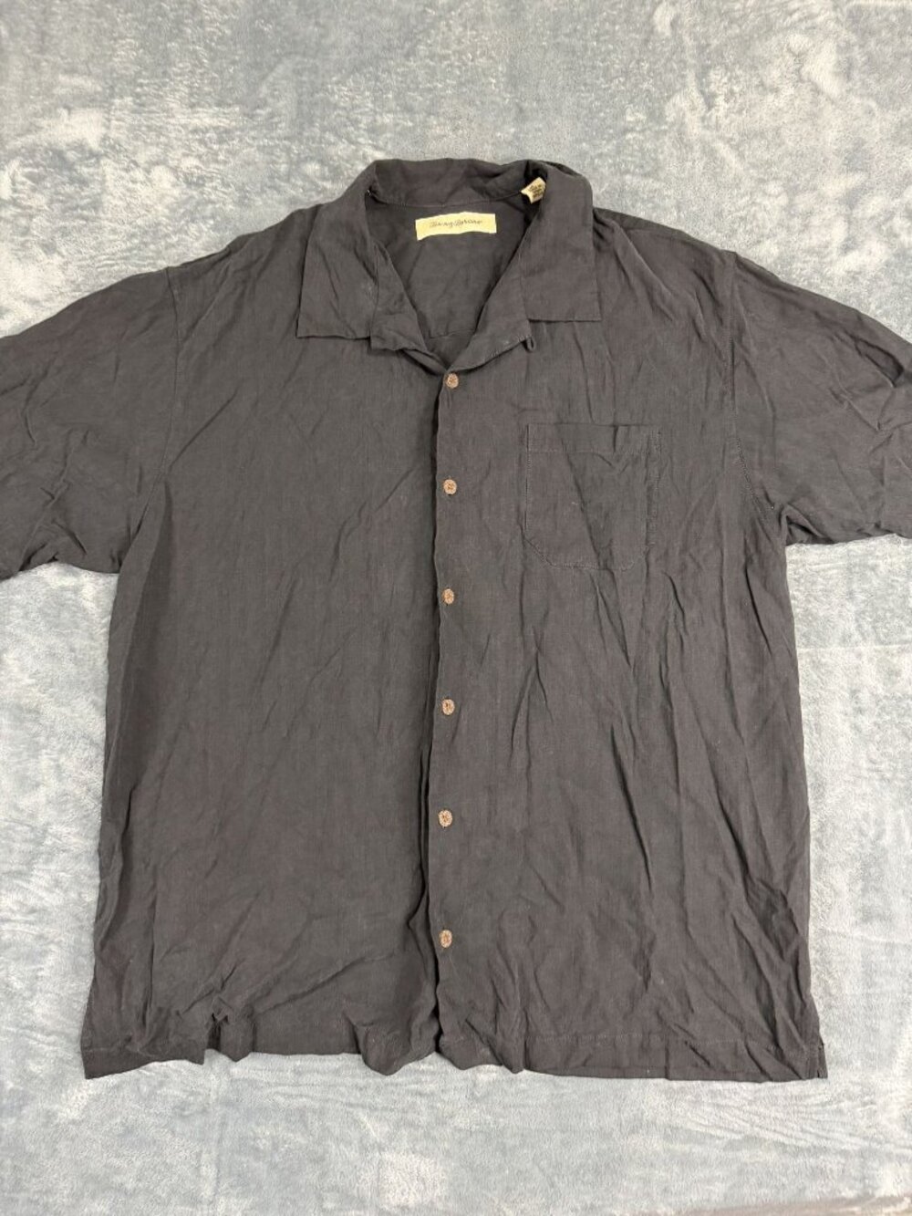 Tommy Bahama Mens Black Short Sleeve Button-Up Shirt XL